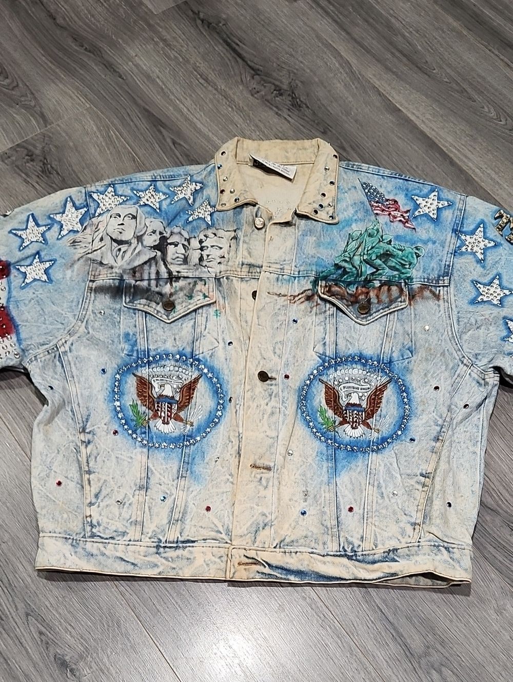 RARE VINTAGE Tony Alamo 80's US American Flag Denim Patriotic Jacket